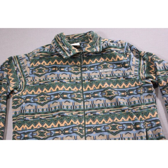 Columbia Steens Mountain Printed Fleece Jacket Beige Aztec Print Mens Full Zip L - Picture 2 of 10